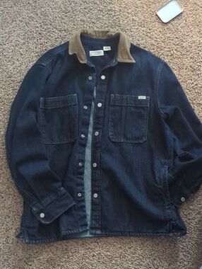 Levi's Dark Blue Denim Jacket with Brown Cord Collar